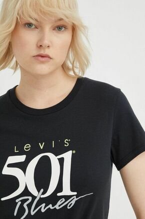 Bombažna kratka majica Levi's črna barva - črna. Lahkotna kratka majica iz kolekcije Levi's. Model izdelan iz tanke