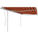 Vidaxl Ročno zložljiva tenda s stebrički 4,5x3,5 m oranžna in rjava