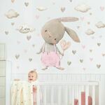 Tekstilna nalepke z zajčkom in otrokovim imenom za otroško sobo