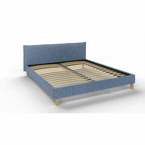 Modra oblazinjena zakonska postelja z letvenim dnom 180x200 cm Tina – Ropez