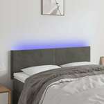 Greatstore LED posteljno vzglavje temno sivo 144x5x78/88 cm žamet