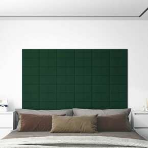 Shumee Stenski paneli 12 kosov temno zeleni 30x15 cm blago 0