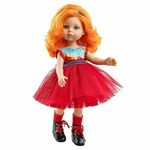 Oblačila za punčke - Obleka z rdečim krilom iz tila, nogavicami in naglavnim trakom 32 cm