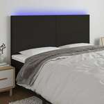 Greatstore LED posteljno vzglavje črno 200x5x118/128 cm blago