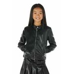 Otroška jakna Guess črna barva - črna. Otroški jakna iz kolekcije Guess. Nepodložen model, izdelan iz imitacije usnja. Lahek, izjemno trpežen material.