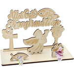 Kreativno darilo za birmitev leseni angel 25x11x11 cm