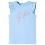 vidaXL Otroška majica s kratkimi rokavi z volančki svetlo modra 140
