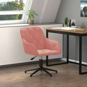 Greatstore Vrtljiv pisarniški stol roza žamet