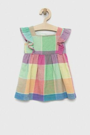 Otroška lanena obleka GAP - pisana. Lahkotna obleka iz kolekcije GAP. Nabran model izdelan iz vzorčaste tkanine. Izjemno udoben material