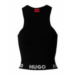 Top HUGO ženski, črna barva - črna. Top iz kolekcije HUGO, izdelana iz pletenine. Model iz izjemno udobne tkanine z visoko vsebnostjo viskoze.