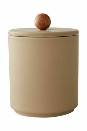 Posoda s pokrovom Design Letters Treasure Jar - bež. Posoda s pokrovom iz kolekcije Design Letters. Model izdelan iz porcelana in lesa.