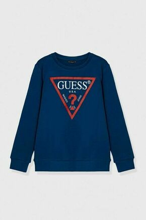 Otroški bombažen pulover Guess - modra. Otroški pulover iz kolekcije Guess