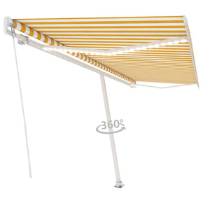 VidaXL Ročno zložljiva tenda z LED lučmi 500x300 cm rumena in bela