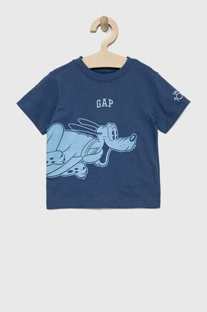 Otroška bombažna kratka majica GAP x Disney - modra. Otroška kratka majica iz kolekcije GAP. Model izdelan iz tanke