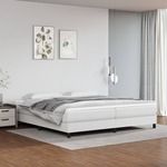 shumee Box spring postelja z vzmetnico bela 200x200 cm umetno usnje