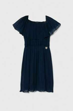 Otroška obleka Guess mornarsko modra barva - mornarsko modra. Otroški obleka iz kolekcije Guess. Model izdelan iz enobarvnega materiala. Poliester zagotavlja večjo odpornost na gubanje.
