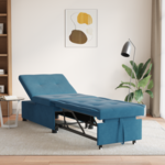 Vidaxl Kavč na raztegovanje Modra 67 x 194 x 38 cm Žamet