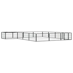 Shumee Pasja ograda s 16 paneli črna 100x50 cm prašno barvano jeklo