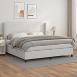 Box spring postelja z vzmetnico bela 200x200 cm umetno usnje - vidaXL - Bela - 95,33 - 200 x 200 cm - vidaXL