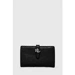 Usnjena denarnica Lauren Ralph Lauren ženski, črna barva - črna. Srednje velika denarnica iz kolekcije Lauren Ralph Lauren. Model izdelan iz naravnega usnja.
