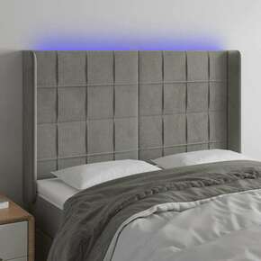 Greatstore LED posteljno vzglavje svetlo sivo 147x16x118/128 cm žamet