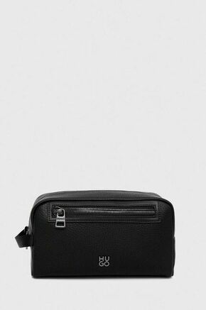 Kozmetična torbica HUGO črna barva - črna. Toaletna torbica iz kolekcije HUGO. Model izdelan iz ekološkega usnja.