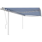 vidaXL Ročno zložljiva tenda s stebrički 4x3 m modra in bela