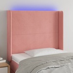 Greatstore LED posteljno vzglavje roza 83x16x118/128 cm žamet