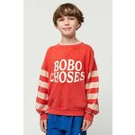 Otroški bombažen pulover Bobo Choses rdeča barva - rdeča. Otroški pulover iz kolekcije Bobo Choses, izdelan iz elastične pletenine. Model iz izjemno udobne bombažne tkanine.