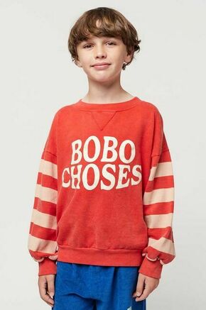 Otroški bombažen pulover Bobo Choses rdeča barva - rdeča. Otroški pulover iz kolekcije Bobo Choses