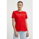 Bombažna kratka majica Tommy Hilfiger ženski - rdeča. Kratka majica iz kolekcije Tommy Hilfiger, izdelana iz elastične pletenine. Model iz zračne bombažne tkanine.