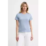 Bombažna kratka majica G-Star Raw ženska, D24499-B059 - modra. Kratka majica iz kolekcije G-Star Raw, izdelana iz enobarvne pletenine. Model iz izjemno udobne bombažne tkanine.
