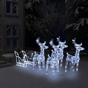 VidaXL Božični jeleni s sanmi 400 LED lučk iz akrila