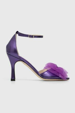 Usnjeni sandali Custommade Ashley Metallic Tulle vijolična barva