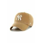 Bombažna bejzbolska kapa 47brand MLB New York Yankees bež barva - bež. Kapa s šiltom iz kolekcije 47brand. Model izdelan iz tkanine z nalepko.