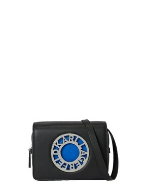 Usnjena torbica Karl Lagerfeld črna barva - črna. Majhna torbica iz kolekcije Karl Lagerfeld. Model na zapenjanje