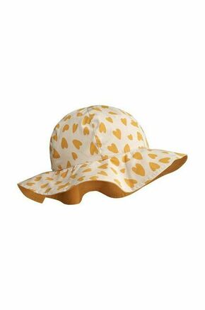 Dvostranski otroški klobuk Liewood Amelia Reversible Sun Hat rumena barva - rumena. Otroške klobuk iz kolekcije Liewood. Model s širokim robom