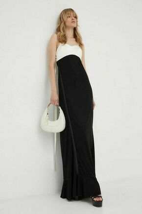 Obleka Victoria Beckham črna barva - črna. Obleka iz kolekcije Victoria Beckham. Model izdelan iz vzorčaste pletenine. Izrazit model za posebne priložnosti.