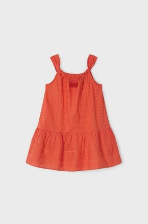 Otroška bombažna obleka Mayoral oranžna barva - oranžna. Otroška Obleka iz kolekcije Mayoral. Raven model izdelan iz tkanine.