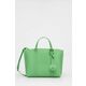 Usnjena torbica Pinko zelena barva - zelena. Majhna nakupovalna torbica iz kolekcije Pinko. Model brez zapenjanja, izdelan iz naravnega usnja.