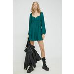 Obleka Abercrombie &amp; Fitch zelena barva, - zelena. Obleka iz kolekcije Abercrombie &amp; Fitch. Nabran model izdelan iz enobarvne tkanine.