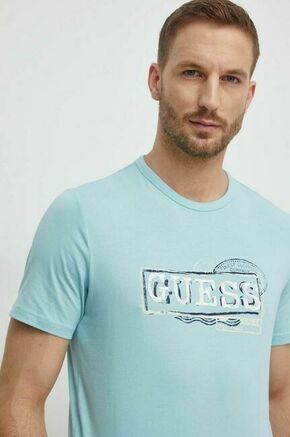Kratka majica Guess moški - modra. Kratka majica iz kolekcije Guess