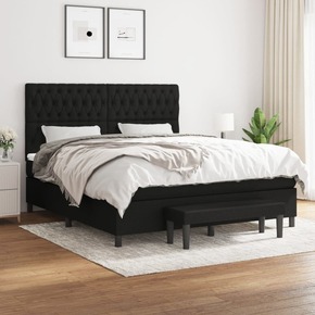 Box spring postelja z vzmetnico črna 180x200 cm blago - vidaXL - črna - 90