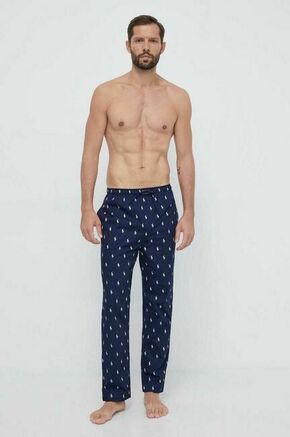 Bombažne pižama hlače Polo Ralph Lauren mornarsko modra barva - mornarsko modra. Spodnji del pižame iz kolekcije Polo Ralph Lauren. Model izdelan iz vzorčaste tkanine. Model iz izjemno udobne bombažne tkanine.