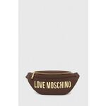 Torbica za okoli pasu Love Moschino rjava barva - rjava. Majhna pasna torbica iz kolekcije Love Moschino. Model na zapenjanje, izdelan iz ekološkega usnja.