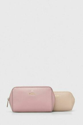 Usnjena kozmetična torbica Furla 2-pack roza barva - roza. Kozmetična torbica iz kolekcije Furla. Model izdelan iz naravnega usnja. V kompletu sta dva kosa.