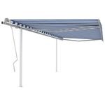 Vidaxl Ročno zložljiva tenda s stebrički 4x3,5 m modra in bela