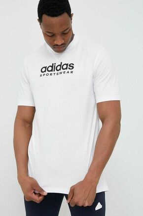 Bombažna kratka majica adidas bela barva - bela. Kratka majica iz kolekcije adidas. Model izdelan iz pletenine s potiskom. Tanek