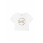 Otroška kratka majica Michael Kors bela barva - bela. Otroški kratka majica iz kolekcije Michael Kors. Model izdelan iz pletenine z nalepko.