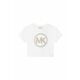 Otroška kratka majica Michael Kors bela barva - bela. Otroški kratka majica iz kolekcije Michael Kors. Model izdelan iz pletenine z nalepko.